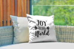 Coussins D'extérieur - Jardin - Citation De Noël Joy Au Monde Sur Fond Blanc - 40x40 Cm -Jingle Bells Boutique 1200x800 1565