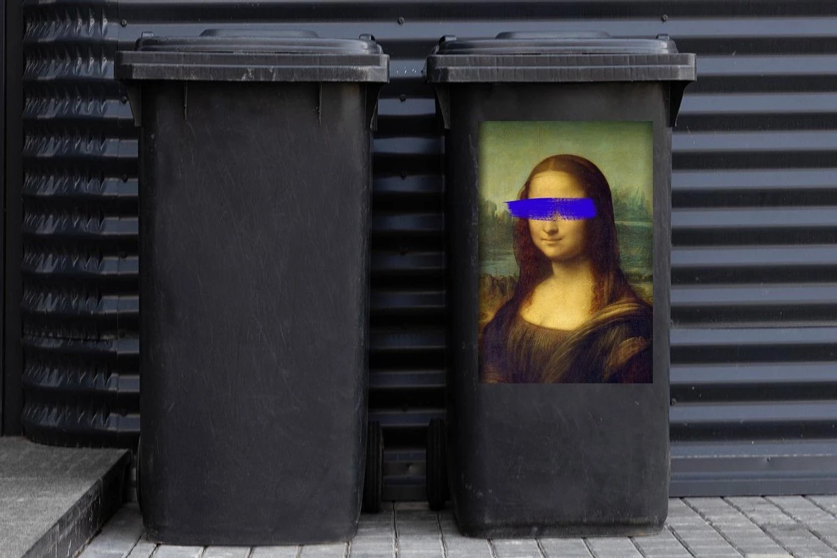 Autocollant De Conteneur Vieux MaîtresIllustrations De Noël - Mona Lisa Par Le Vieux Maître Leonardo De Vinci Avec Coup De Pinceau Bleu 4 Autocollant De Conteneur Vieux MaîtresIllustrations De Noël - Mona Lisa Par Le Vieux Maître Leonardo De Vinci Avec Coup De Pinceau Bleu – Image 2