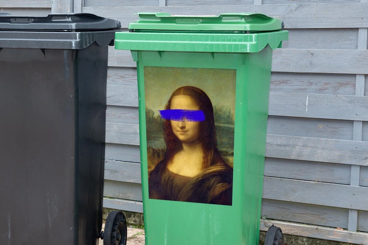 Autocollant De Conteneur Vieux MaîtresIllustrations De Noël - Mona Lisa Par Le Vieux Maître Leonardo De Vinci Avec Coup De Pinceau Bleu 6 Autocollant De Conteneur Vieux MaîtresIllustrations De Noël - Mona Lisa Par Le Vieux Maître Leonardo De Vinci Avec Coup De Pinceau Bleu – Image 4