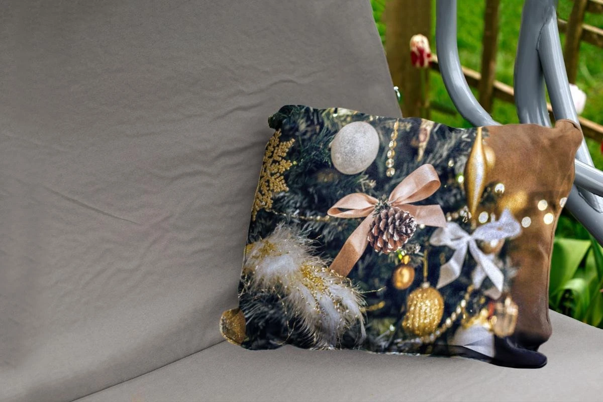 Coussins D'extérieur - Jardin - Gros Plan Sur Des Décorations De Sapin De Noël - 60x40 Cm 4 Coussins D'extérieur - Jardin - Gros Plan Sur Des Décorations De Sapin De Noël - 60x40 Cm – Image 2