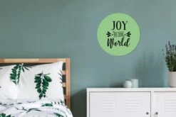 Citation De Noël Joy Au Monde Sur Fond Vert Sticker Papier Peint Cercle Mural - ⌀ 30 Cm - Peinture Ronde - Cercle Papier Peint - Cercle Mural - Cercle Vivant - Autocollant & Découpe Ronde -Jingle Bells Boutique 1200x800 159