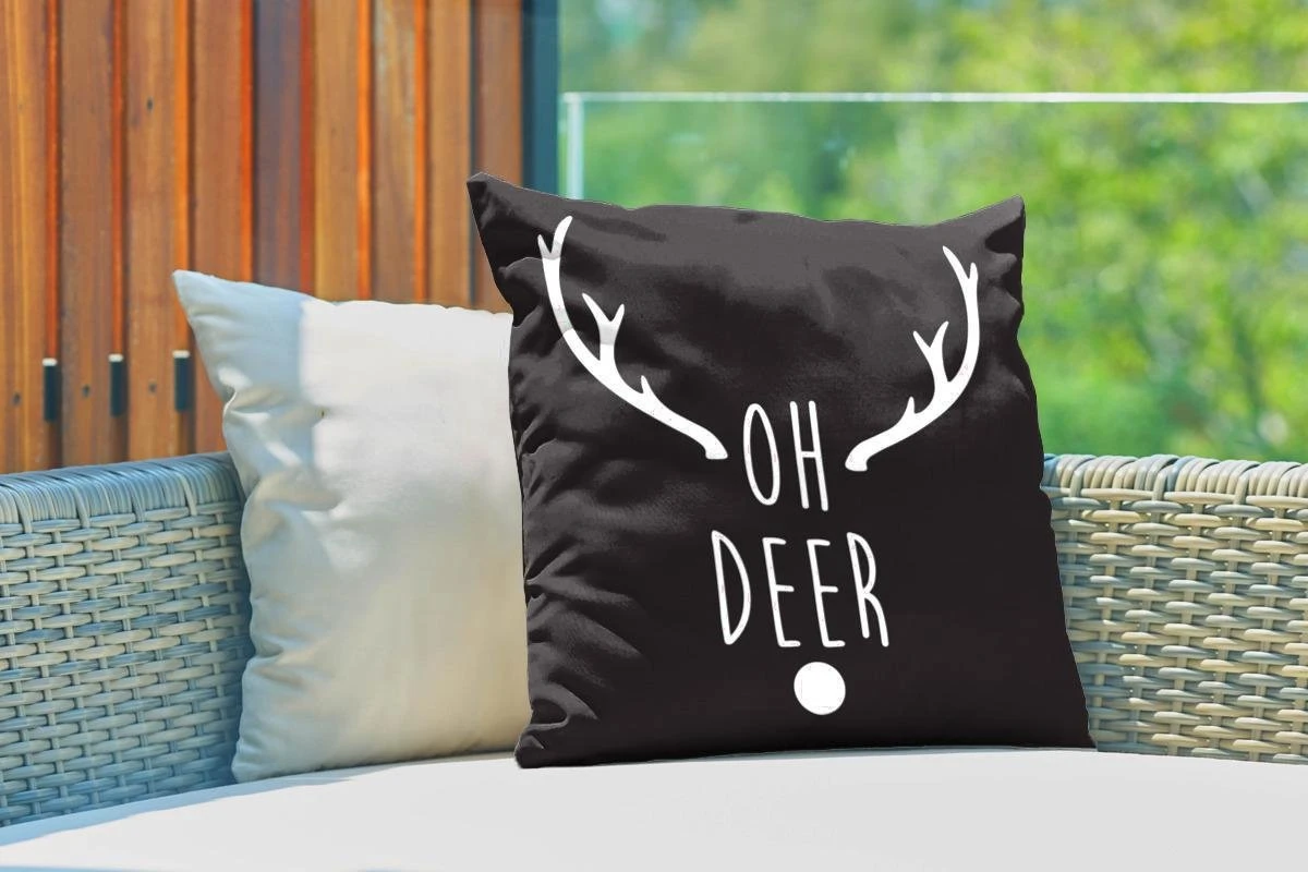 Coussins D'extérieur - Jardin - Citation De Noël Oh Cerf Sur Fond Noir - 50x50 Cm 5 Coussins D'extérieur - Jardin - Citation De Noël Oh Cerf Sur Fond Noir - 50x50 Cm – Image 3