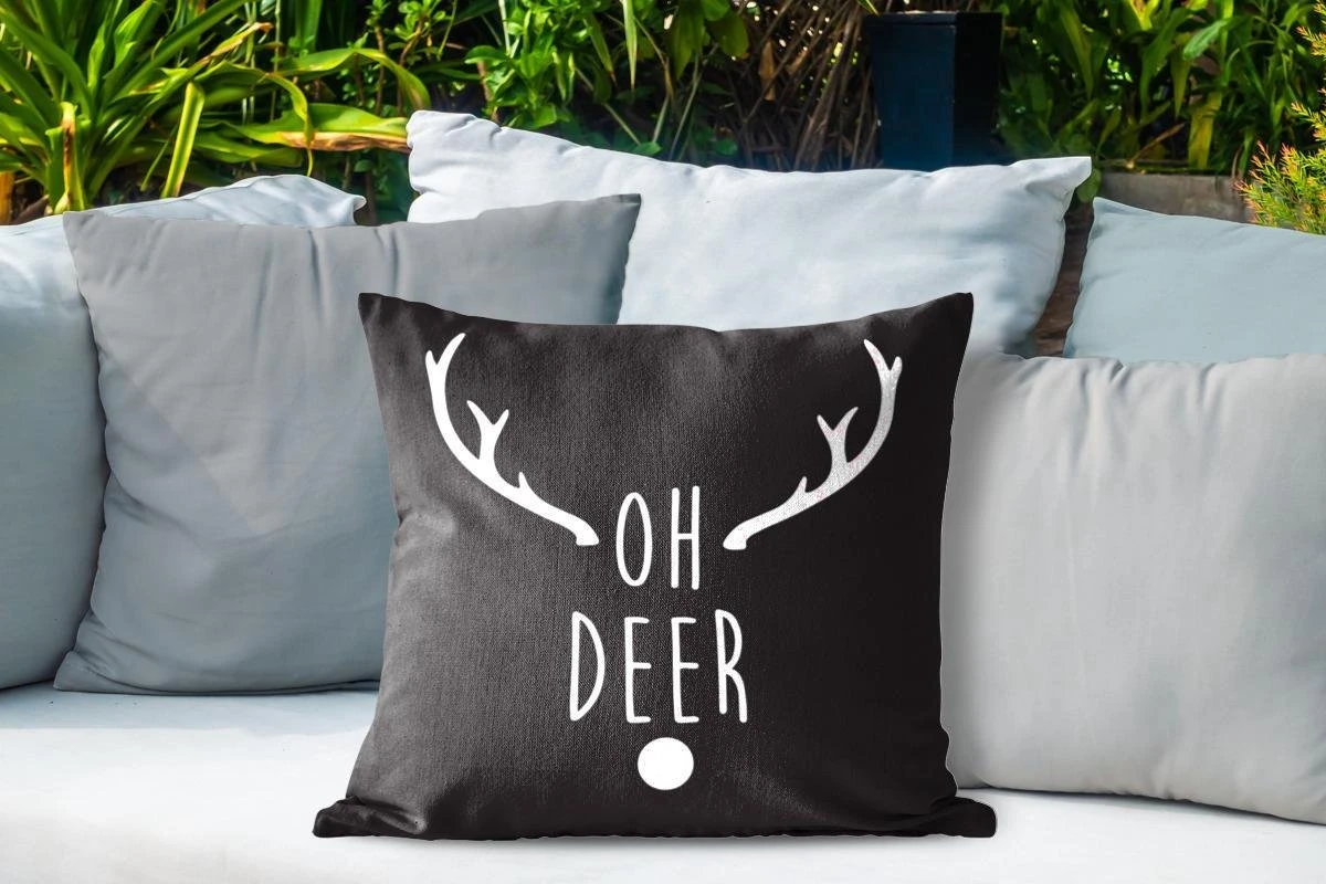 Coussins D'extérieur - Jardin - Citation De Noël Oh Cerf Sur Fond Noir - 50x50 Cm 6 Coussins D'extérieur - Jardin - Citation De Noël Oh Cerf Sur Fond Noir - 50x50 Cm – Image 4