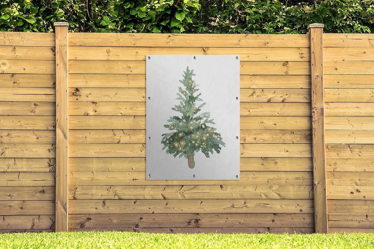 Affiche De Jardin - Illustration Aquarelle D'un Sapin De Noël Avec Des Lumières - 90x120 Cm 4 Affiche De Jardin - Illustration Aquarelle D'un Sapin De Noël Avec Des Lumières - 90x120 Cm – Image 2