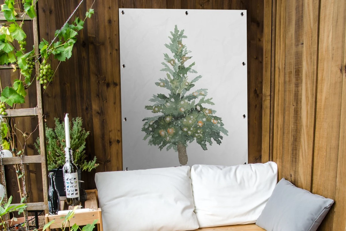 Affiche De Jardin - Illustration Aquarelle D'un Sapin De Noël Avec Des Lumières - 90x120 Cm 7 Affiche De Jardin - Illustration Aquarelle D'un Sapin De Noël Avec Des Lumières - 90x120 Cm – Image 5
