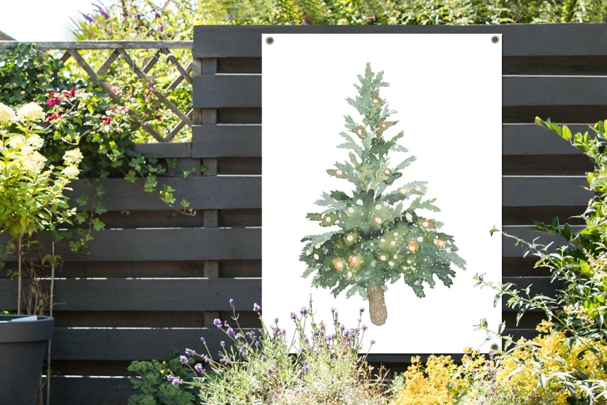 Affiche De Jardin - Illustration Aquarelle D'un Sapin De Noël Avec Des Lumières - 90x120 Cm 9 Affiche De Jardin - Illustration Aquarelle D'un Sapin De Noël Avec Des Lumières - 90x120 Cm – Image 7