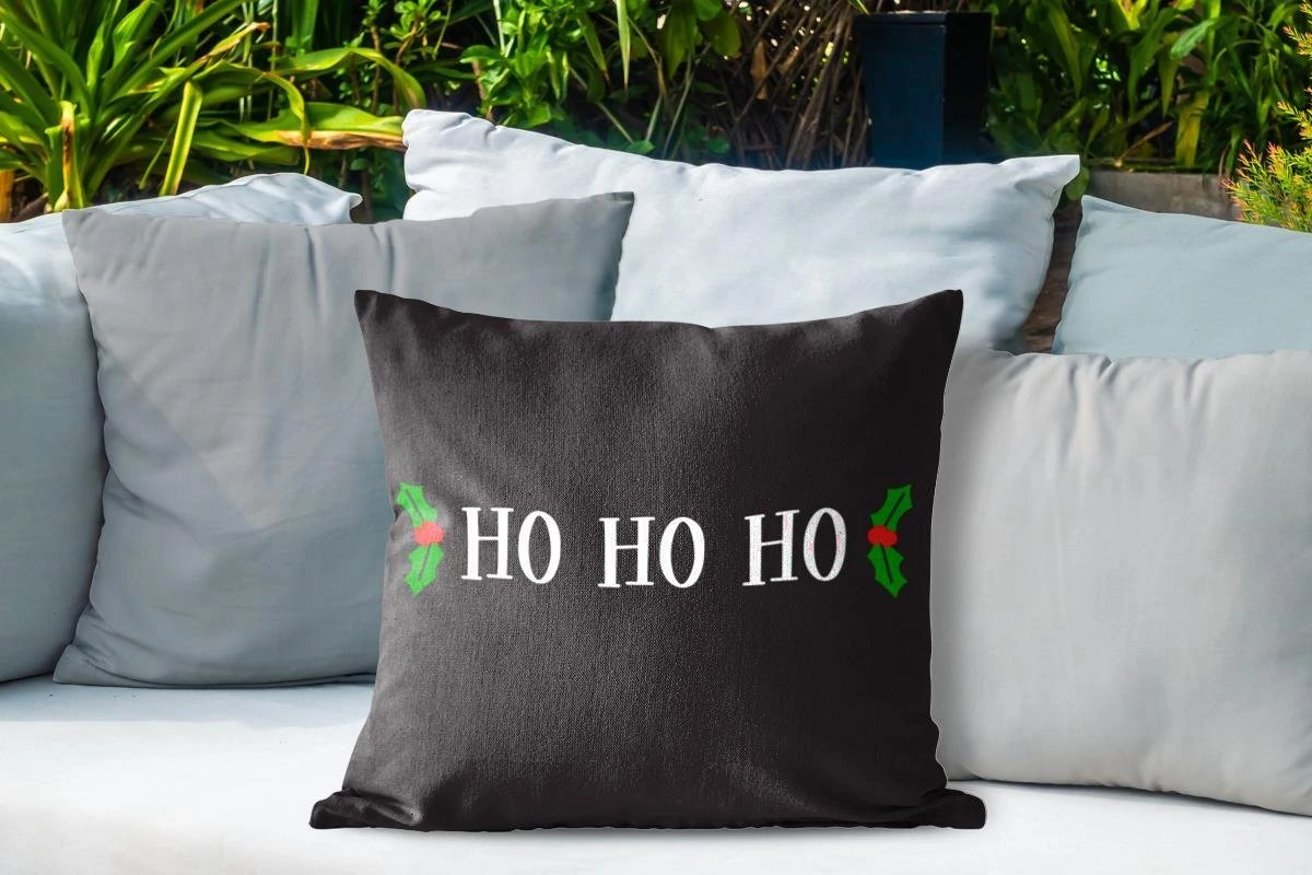 Coussins D'extérieur - Jardin - Citation De Noël Ho Ho Ho Sur Fond Noir - 50x50 Cm 6 Coussins D'extérieur - Jardin - Citation De Noël Ho Ho Ho Sur Fond Noir - 50x50 Cm – Image 4