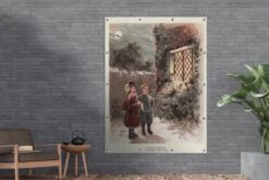 Affiche Vintage Illustration Enfants Au Jardin De Noël Toile En Vrac 120x160 Cm - Toile De Jardin / Toile D'extérieur / Peintures D'extérieur (décoration De Jardin) XXL / Groot Format! -Jingle Bells Boutique 1200x800 1688