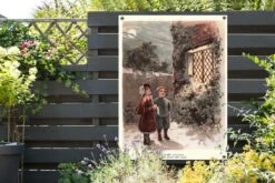 Affiche Vintage Illustration Enfants Au Jardin De Noël Toile En Vrac 120x160 Cm - Toile De Jardin / Toile D'extérieur / Peintures D'extérieur (décoration De Jardin) XXL / Groot Format! -Jingle Bells Boutique 1200x800 1689