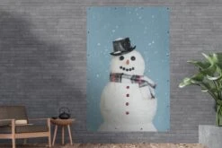 Un Joyeux Bonhomme De Neige à Noël Avec Un Poster De Jardin Sur Fond Bleu Clair 120x180 Cm - Toile De Jardin / Toile D'extérieur / Peintures D'extérieur (décoration De Jardin) XXL / Groot Format! -Jingle Bells Boutique 1200x800 1711