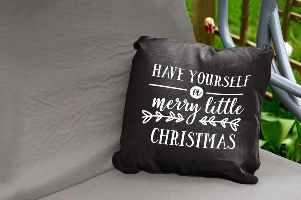 Coussins D'extérieur - Jardin - Citation De Noël Passez Un Joyeux Petit Noël Sur Fond Noir - 50x50 Cm 4 Coussins D'extérieur - Jardin - Citation De Noël Passez Un Joyeux Petit Noël Sur Fond Noir - 50x50 Cm – Image 2