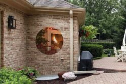 Cercle De Jardin Sapin De Noël Et Chaussette à Côté De La Cheminée - 90x90 Cm - Affiche De Jardin Ronde - Extérieur -Jingle Bells Boutique 1200x800 1743