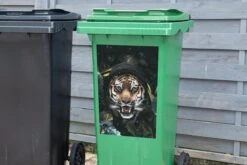 Sticker Conteneur TigreIllustrations De Noël - Tigre Avec Une Capuche Entre Les Fleurs Bleues -Jingle Bells Boutique 1200x800 1751