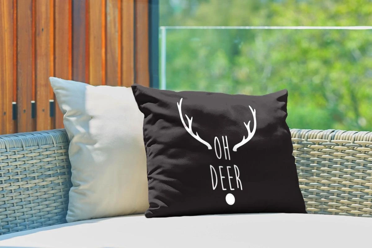 Coussins D'extérieur - Jardin - Citation De Noël Oh Cerf Fond Noir - 50x30 Cm 5 Coussins D'extérieur - Jardin - Citation De Noël Oh Cerf Fond Noir - 50x30 Cm – Image 3