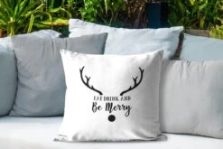 Coussins D'extérieur - Jardin - Citation Mangez, Buvez Et Soyez Joyeux Noël Décoration Murale Noir Sur Blanc - 50x50 Cm -Jingle Bells Boutique 1200x800 1788