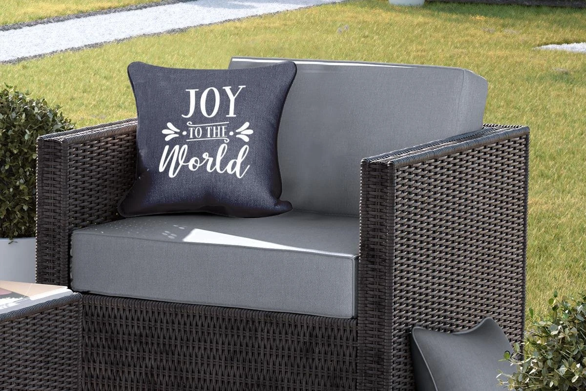Coussins D'extérieur - Jardin - Citation De Noël Joy Au Monde Sur Fond Noir - 40x40 Cm 7 Coussins D'extérieur - Jardin - Citation De Noël Joy Au Monde Sur Fond Noir - 40x40 Cm – Image 5