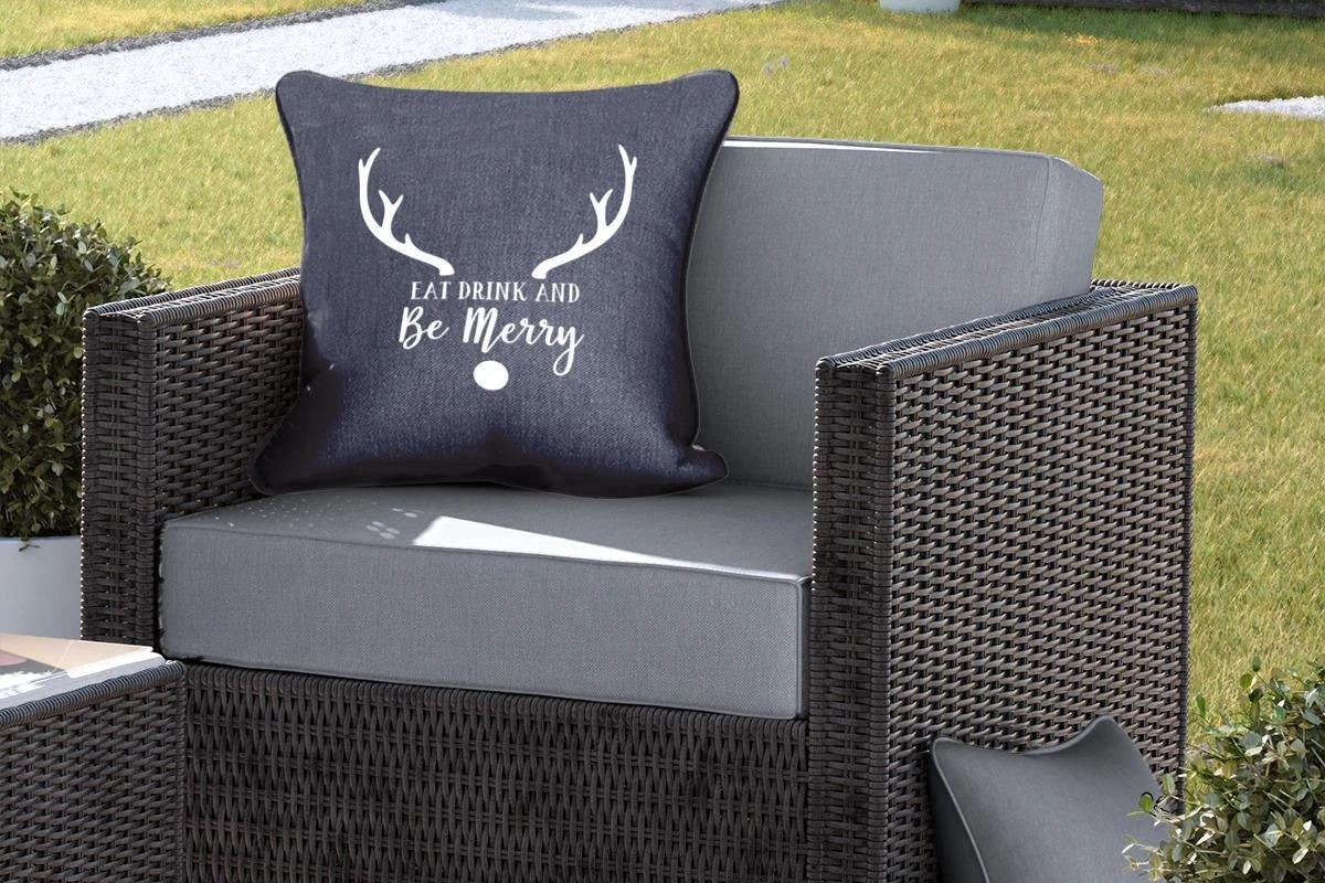 Coussins D'extérieur - Jardin - Citation Mangez, Buvez Et Soyez Joyeux Noël Décoration Murale Blanc Sur Noir - 50x50 Cm 7 Coussins D'extérieur - Jardin - Citation Mangez, Buvez Et Soyez Joyeux Noël Décoration Murale Blanc Sur Noir - 50x50 Cm – Image 5