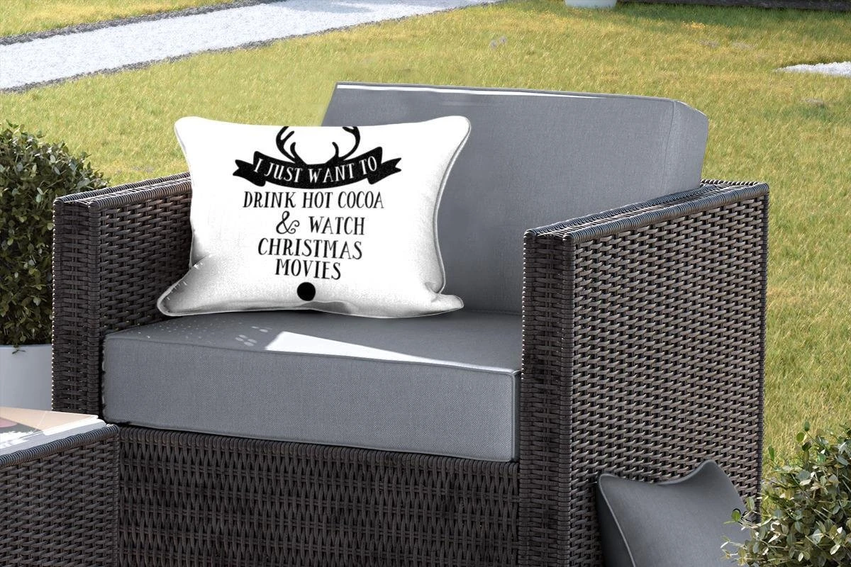Coussins D'extérieur - Jardin - Citation De Noël Je Veux Juste Boire Un Chocolat Chaud Sur Fond Blanc - 50x30 Cm 7 Coussins D'extérieur - Jardin - Citation De Noël Je Veux Juste Boire Un Chocolat Chaud Sur Fond Blanc - 50x30 Cm – Image 5