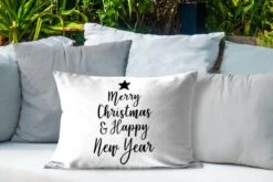Coussins D' Extérieur - Jardin - Citation De Noël Joyeux Noël Et Happy Année Sur Un Fond Blanc - 60x40 Cm -Jingle Bells Boutique 1200x800 1852