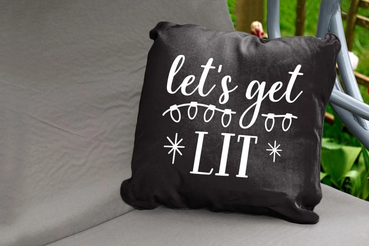 Coussins D'extérieur - Jardin - Citation De Noël Allumons - Nous Sur Fond Noir - 60x60 Cm 4 Coussins D'extérieur - Jardin - Citation De Noël Allumons - Nous Sur Fond Noir - 60x60 Cm – Image 2