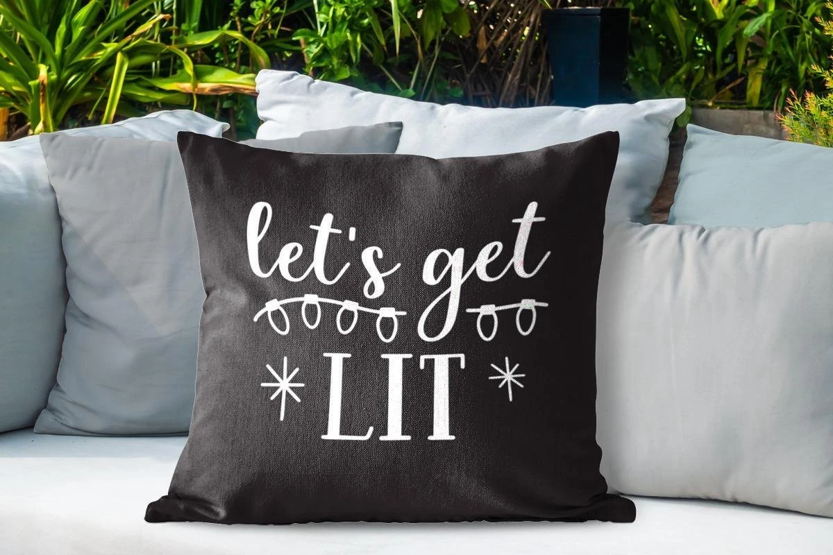 Coussins D'extérieur - Jardin - Citation De Noël Allumons - Nous Sur Fond Noir - 60x60 Cm 6 Coussins D'extérieur - Jardin - Citation De Noël Allumons - Nous Sur Fond Noir - 60x60 Cm – Image 4