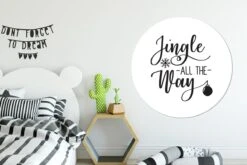 Citation De Noël Jingle Tout Le Chemin Sur Un Fond Blanc Sticker Papier Peint Cercle Mural - ⌀ 140 Cm - Peinture Ronde - Cercle Papier Peint - Cercle Mural - Cercle Vivant - Autocollant & Découpe Ronde -Jingle Bells Boutique 1200x800 188