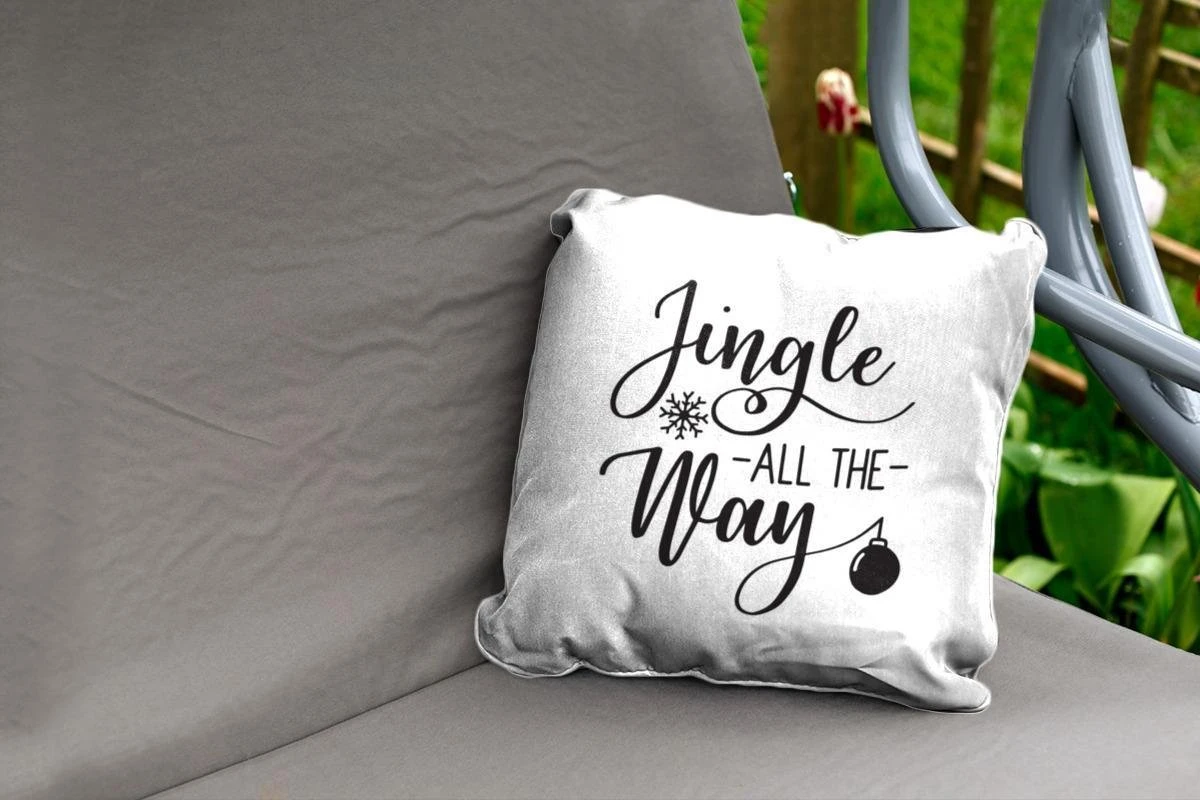 Coussins D'extérieur - Jardin - Citation De Noël Jingle Tout Le Chemin Sur Fond Blanc - 40x40 Cm 4 Coussins D'extérieur - Jardin - Citation De Noël Jingle Tout Le Chemin Sur Fond Blanc - 40x40 Cm – Image 2