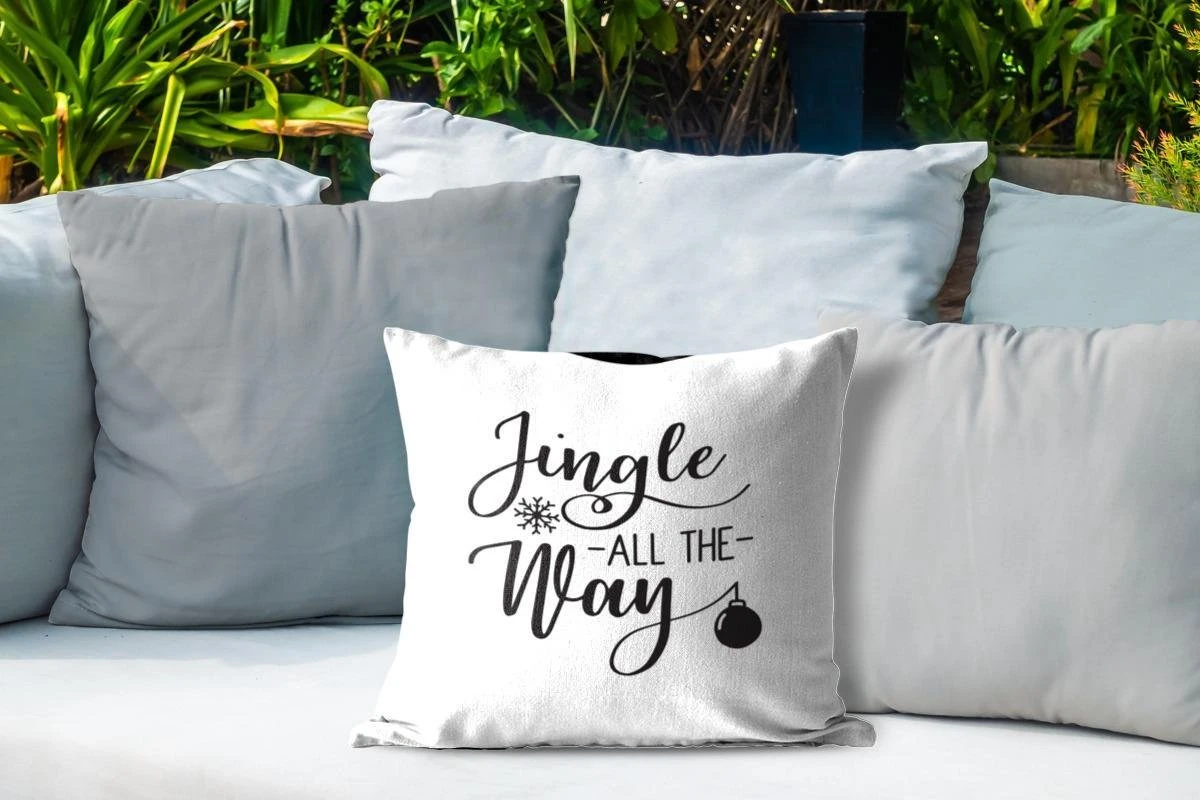 Coussins D'extérieur - Jardin - Citation De Noël Jingle Tout Le Chemin Sur Fond Blanc - 40x40 Cm 6 Coussins D'extérieur - Jardin - Citation De Noël Jingle Tout Le Chemin Sur Fond Blanc - 40x40 Cm – Image 4