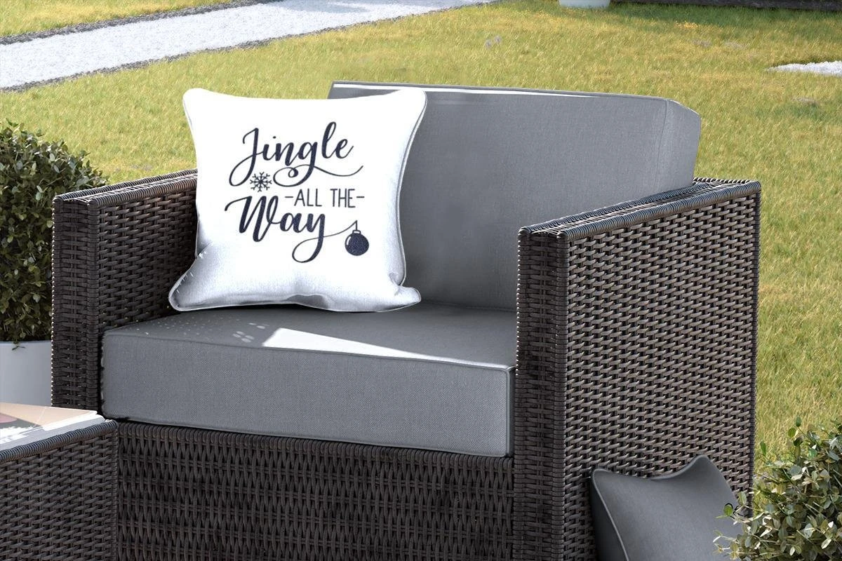 Coussins D'extérieur - Jardin - Citation De Noël Jingle Tout Le Chemin Sur Fond Blanc - 40x40 Cm 7 Coussins D'extérieur - Jardin - Citation De Noël Jingle Tout Le Chemin Sur Fond Blanc - 40x40 Cm – Image 5