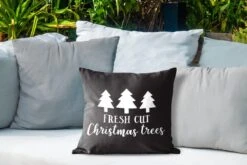 Coussins D'extérieur - Jardin - Citation De Noël De Noël Fraîchement Coupés Sur Fond Noir - 40x40 Cm -Jingle Bells Boutique 1200x800 1940