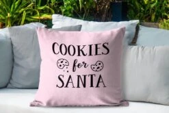 Coussins D'extérieur - Jardin - Citation Biscuits Pour Père Noël Décoration Murale Noël Rose Pastel - 60x60 Cm -Jingle Bells Boutique 1200x800 1960