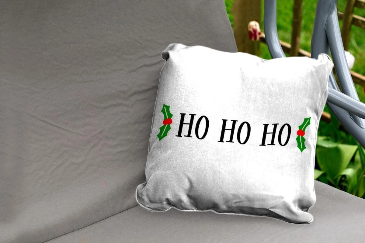 Coussins D'extérieur - Jardin - Citation De Noël Ho Ho Ho Sur Fond Blanc - 50x50 Cm 4 Coussins D'extérieur - Jardin - Citation De Noël Ho Ho Ho Sur Fond Blanc - 50x50 Cm – Image 2