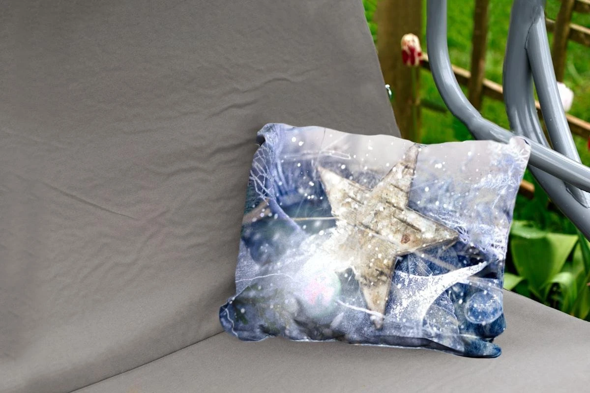 Coussins D'extérieur - Jardin - Une étoile De Noël Avec De La Glace - 50x30 Cm 4 Coussins D'extérieur - Jardin - Une étoile De Noël Avec De La Glace - 50x30 Cm – Image 2