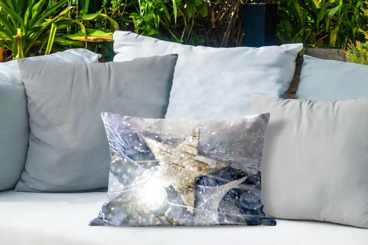 Coussins D'extérieur - Jardin - Une étoile De Noël Avec De La Glace - 50x30 Cm 6 Coussins D'extérieur - Jardin - Une étoile De Noël Avec De La Glace - 50x30 Cm – Image 4