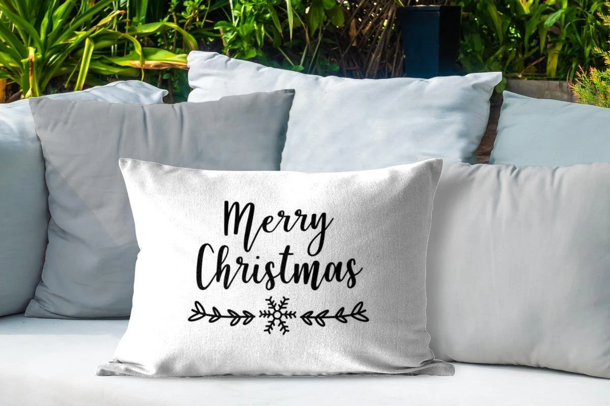 Coussins D'extérieur - Jardin - Citation De Noël Joyeux Noël Sur Fond Blanc - 60x40 Cm 6 Coussins D'extérieur - Jardin - Citation De Noël Joyeux Noël Sur Fond Blanc - 60x40 Cm – Image 4