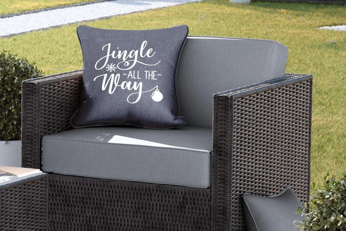Coussins D'extérieur - Jardin - Citation De Noël Jingle Tout Le Chemin Sur Fond Noir - 45x45 Cm 7 Coussins D'extérieur - Jardin - Citation De Noël Jingle Tout Le Chemin Sur Fond Noir - 45x45 Cm – Image 5