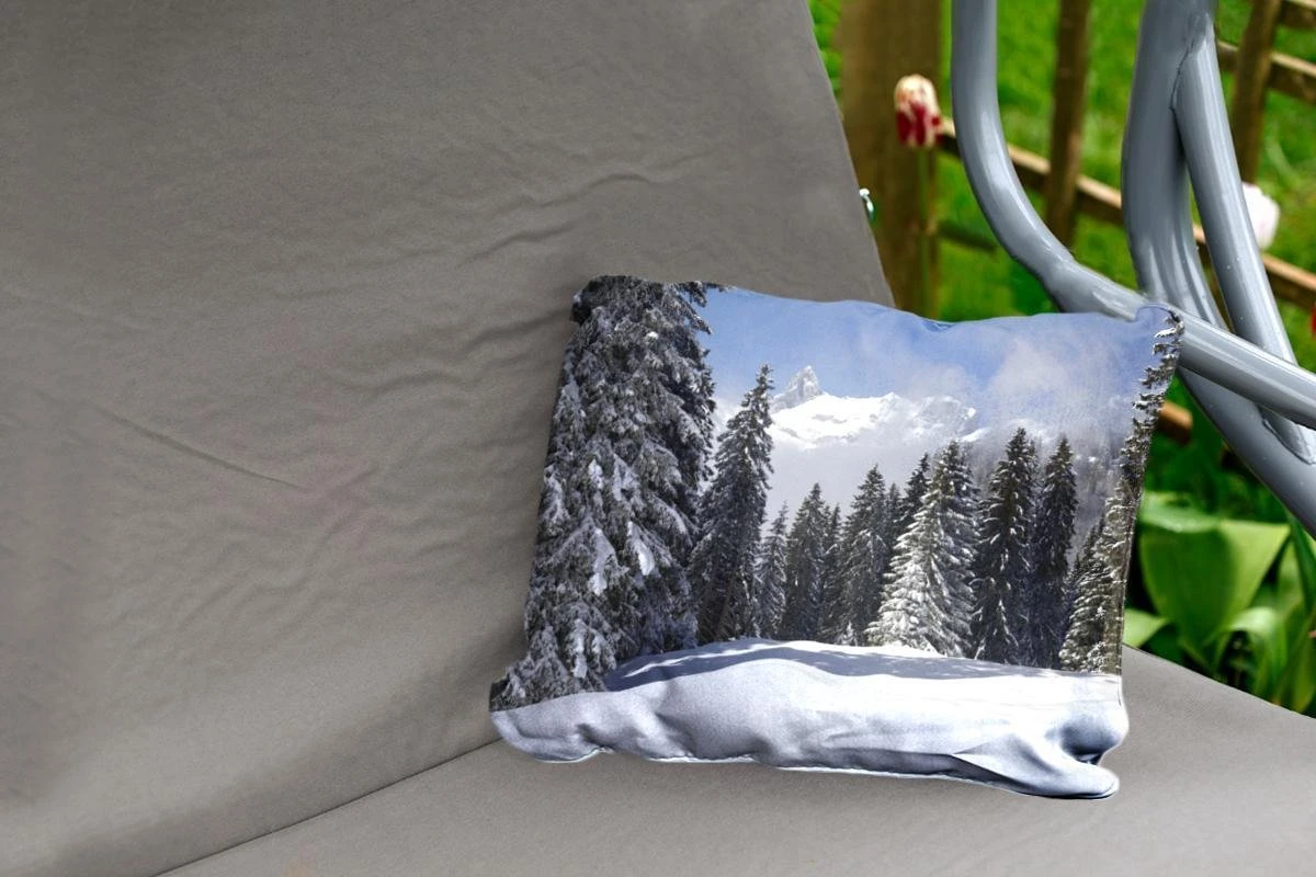 Coussins D'extérieur - Jardin - Les Arbres Enneigés Des Montagnes Créent Une Ambiance De Noël - 50x30 Cm 4 Coussins D'extérieur - Jardin - Les Arbres Enneigés Des Montagnes Créent Une Ambiance De Noël - 50x30 Cm – Image 2
