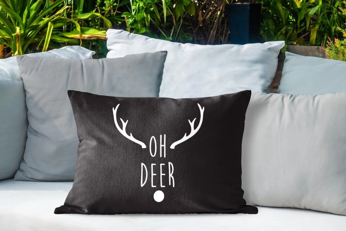 Coussins D'extérieur - Jardin - Citation De Noël Oh Cerf Sur Fond Noir - 60x40 Cm 6 Coussins D'extérieur - Jardin - Citation De Noël Oh Cerf Sur Fond Noir - 60x40 Cm – Image 4
