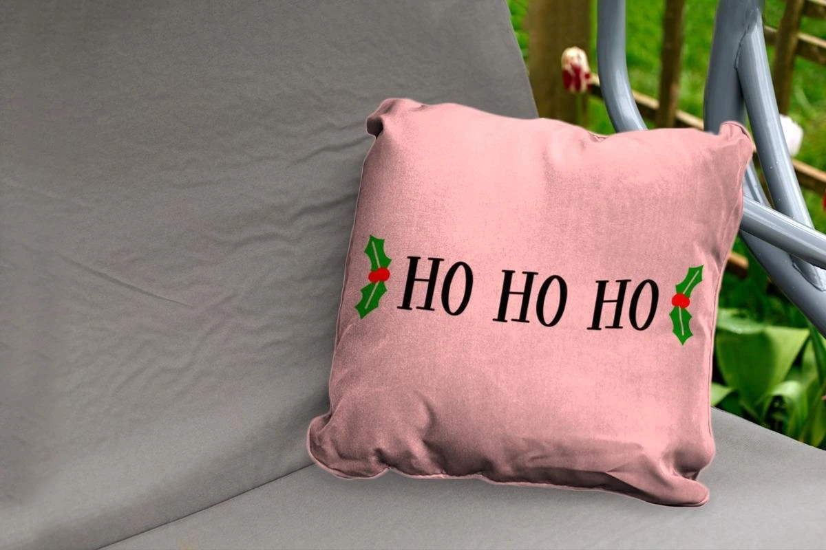 Coussins D'extérieur - Jardin - Citation De Noël Ho Ho Ho Fond Rose - 50x50 Cm 4 Coussins D'extérieur - Jardin - Citation De Noël Ho Ho Ho Fond Rose - 50x50 Cm – Image 2