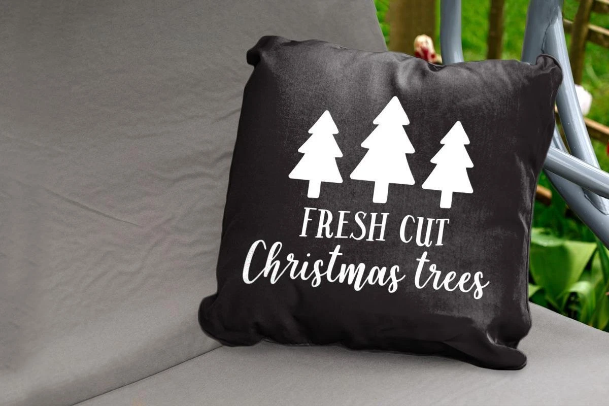 Coussins D'extérieur - Jardin - Citation De Noël Fraîchement Coupés Sur Fond Noir - 60x60 Cm 4 Coussins D'extérieur - Jardin - Citation De Noël Fraîchement Coupés Sur Fond Noir - 60x60 Cm – Image 2
