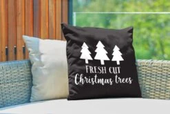 Coussins D'extérieur - Jardin - Citation De Noël De Noël Fraîchement Coupés Sur Fond Noir - 50x50 Cm -Jingle Bells Boutique 1200x800 2139