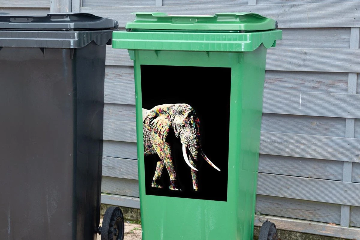 Sticker Conteneur ElephantIllustrations De Noël - Éléphant Avec Taches Abstraites Sur Fond Noir 6 Sticker Conteneur ElephantIllustrations De Noël - Éléphant Avec Taches Abstraites Sur Fond Noir – Image 4