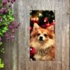 Poster De Jardin Chien Pendant Noël - 40x80 Cm - Décoration Murale Outdoor - Poster De Jardin - Toile Jardin - Poster Clôture - Tableau Jardin