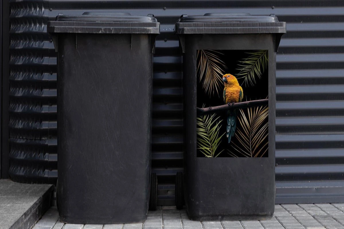 Sticker Conteneur OiseauxIllustrations De Noël - Vogel Sur Fond Noir Avec Des Branches De Palmier 4 Sticker Conteneur OiseauxIllustrations De Noël - Vogel Sur Fond Noir Avec Des Branches De Palmier – Image 2