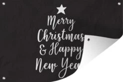 Citation De Noël Joyeux Noël Et Happy Année Avec Un Fond Noir 180x120 Cm XXL / De Groot Taille!