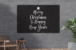 Citation De Noël Joyeux Noël Et Happy Année Avec Un Fond Noir 180x120 Cm XXL / De Groot Taille! -Jingle Bells Boutique 1200x800 2180