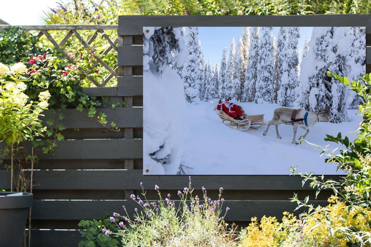 Affiche De Jardin Père Noël Sur Un Traîneau De Rennes 180x120 Cm - Toile De Jardin / Toile D'extérieur / Peintures D'extérieur (décoration De Jardin) XXL / Groot Format! 9 Affiche De Jardin Père Noël Sur Un Traîneau De Rennes 180x120 Cm - Toile De Jardin / Toile D'extérieur / Peintures D'extérieur (décoration De Jardin) XXL / Groot Format! – Image 7