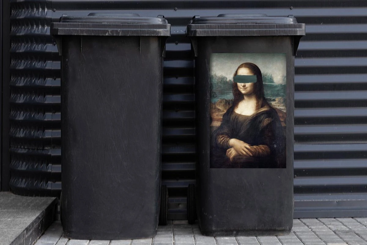 Autocollant De Conteneur Vieux MaîtresIllustrations De Noël - Mona Lisa Par Le Vieux Maître Leonardo De Vinci Avec Un Coup De Pinceau Gris-vert 4 Autocollant De Conteneur Vieux MaîtresIllustrations De Noël - Mona Lisa Par Le Vieux Maître Leonardo De Vinci Avec Un Coup De Pinceau Gris-vert – Image 2