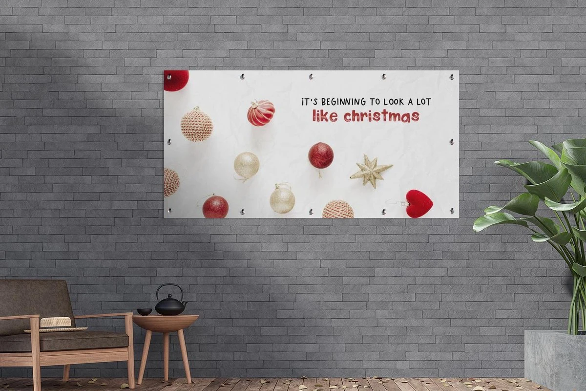 Affiche Clôture Noël - Décoration De Noël - Rouge - Or - 200x100 Cm - Toile De Jardin 8 Affiche Clôture Noël - Décoration De Noël - Rouge - Or - 200x100 Cm - Toile De Jardin – Image 6