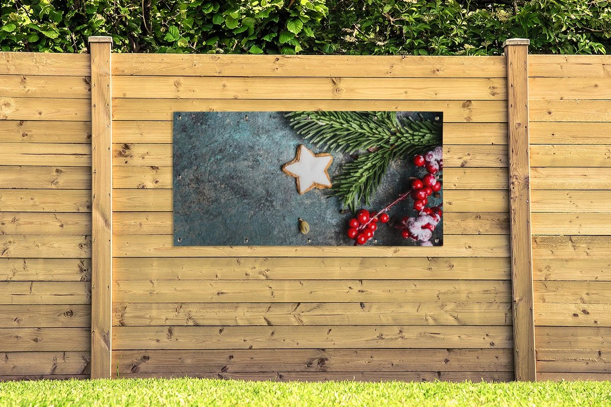 Affiche Clôture Noël - Rustique - Branches - Anis étoilé - Baie - Rouge - 200x100 Cm - Toile De Jardin 7 Affiche Clôture Noël - Rustique - Branches - Anis étoilé - Baie - Rouge - 200x100 Cm - Toile De Jardin – Image 5